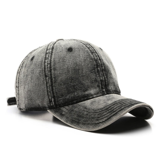Personality Street Washed Denim Solid Color Light Board Baseball Cap