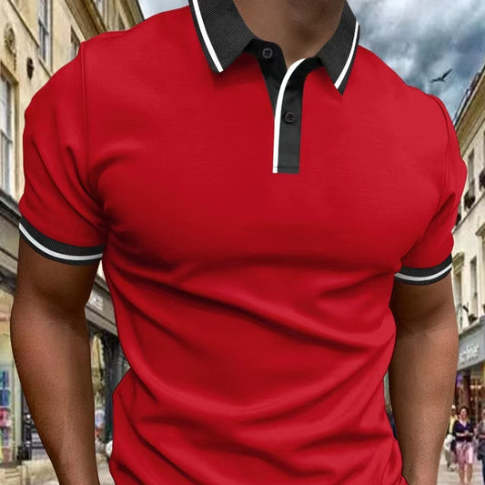 Men's Short-sleeved Polo Shirt Thread Lapel