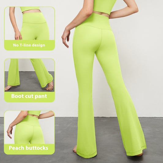 Nude Feel Wide Leg Skinny Yoga Pants High Waist Non-embarrassing Line Sports Trousers