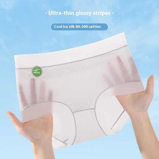 Summer Ultra-thin Striped Underwear Women's Cotton 7A Antibacterial Crotch