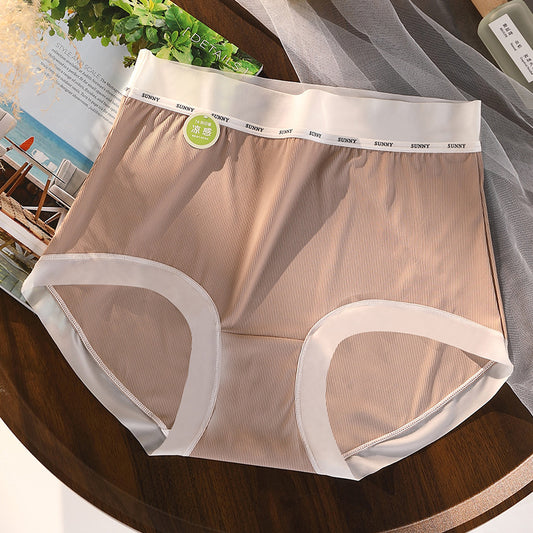 High Waist Plus Size Underwear Cool Feeling Ice Silk Seamless Purified Cotton Crotch 7A Antibacterial