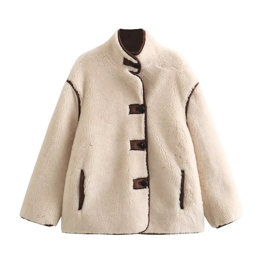 Inlaid Fleece Loose-fitting Short Coat